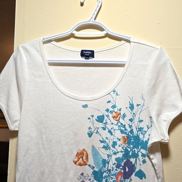 Reitmans Size XL Petite White Foral T-Shirt - Picture 2 of 7